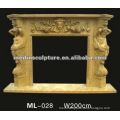 beige marble machine carved villa decoration natural Stone gas Fireplace mantel